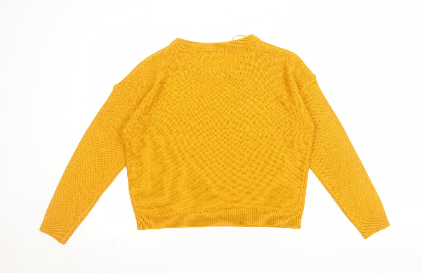 Brave Soul Womens Yellow Crew Neck Knit Pullover Jumper Size S