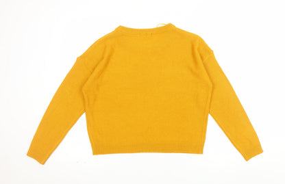 Brave Soul Womens Yellow Crew Neck Knit Pullover Jumper Size S