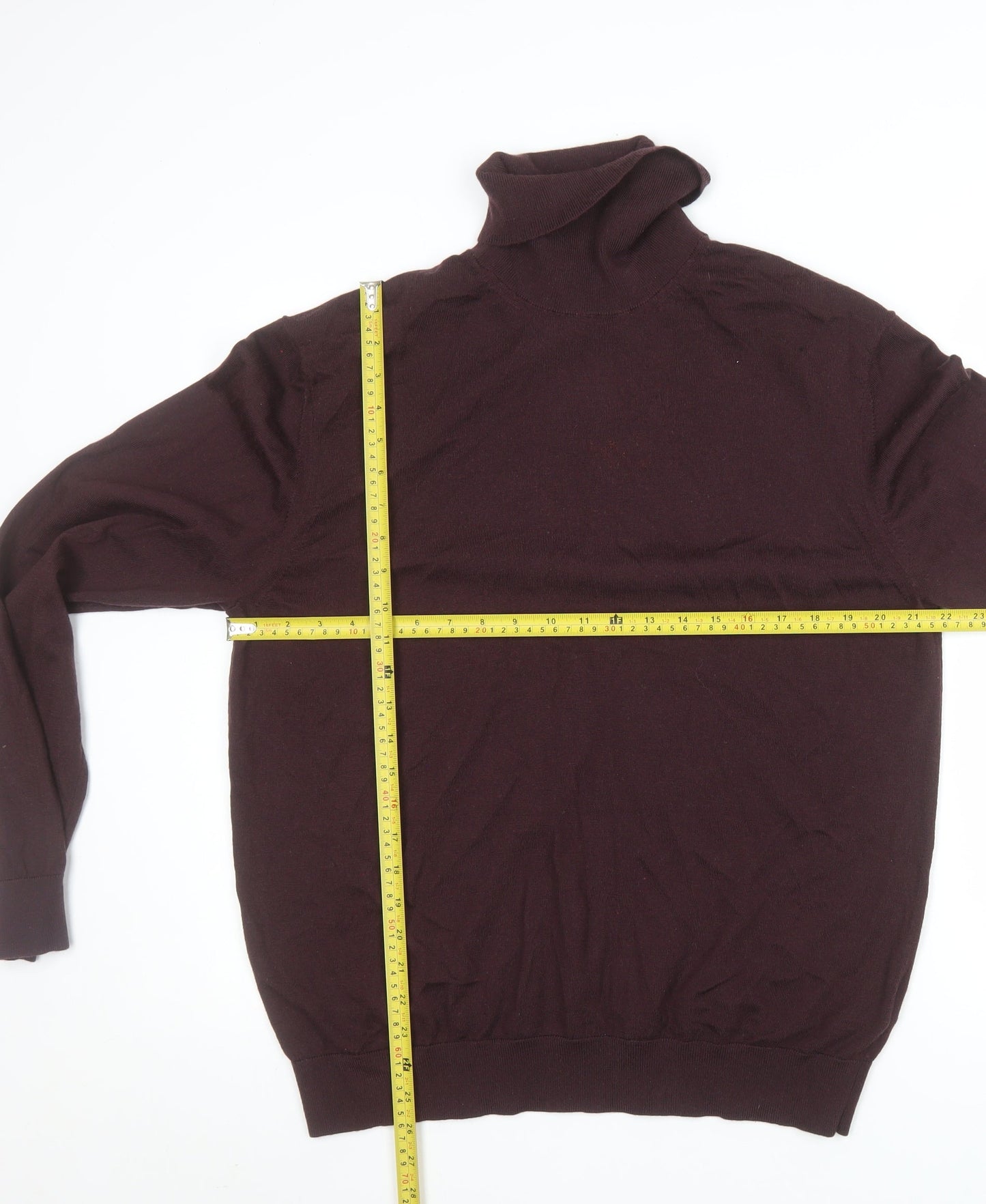 Marks and Spencer Men’s Brown XL Roll Neck Merino Wool Jumper