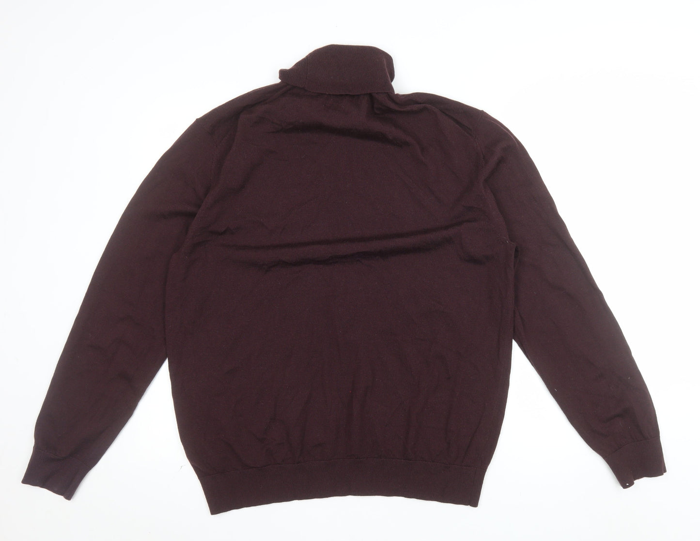 Marks and Spencer Men’s Brown XL Roll Neck Merino Wool Jumper