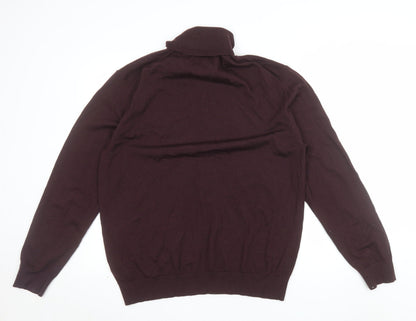 Marks and Spencer Men’s Brown XL Roll Neck Merino Wool Jumper