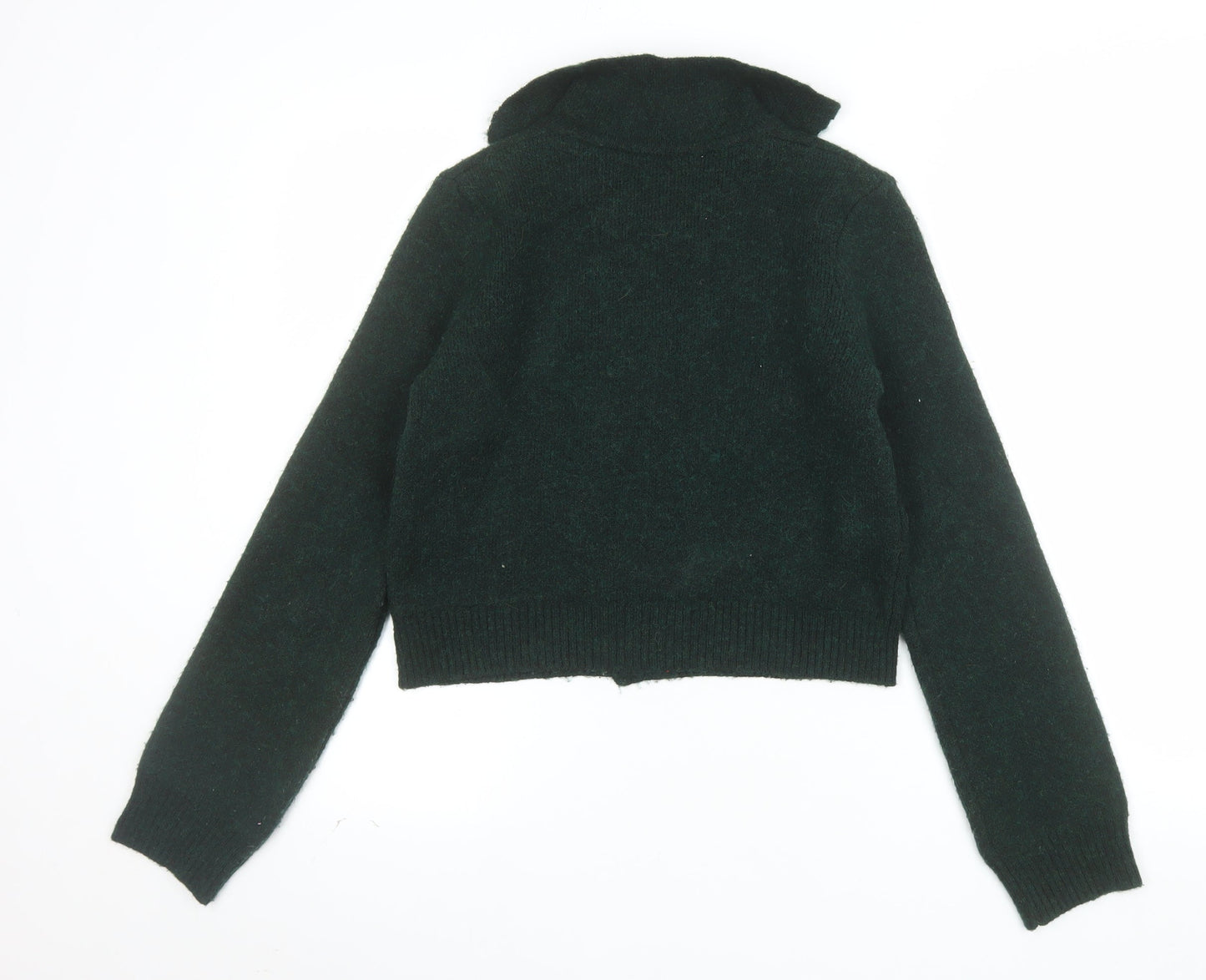 MNG Women's Green Collared Button Knit Cardigan XS