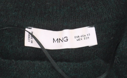 MNG Women's Green Collared Button Knit Cardigan XS