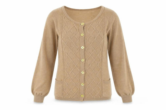Viyella Women’s Beige Knit Cardigan S Long Sleeve Round Neck