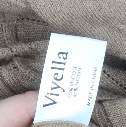 Viyella Women’s Beige Knit Cardigan S Long Sleeve Round Neck