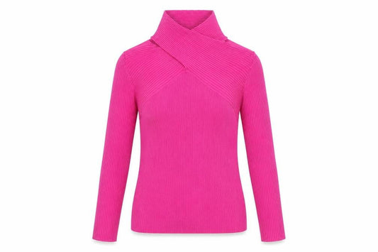 Warehouse Women's Pink Roll Neck Ribbed Knit Slim Fit Jumper Size S