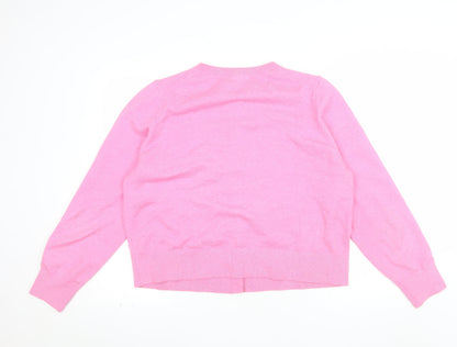 Marks and Spencer Women's Pink Cardigan XL Crew Neck Wool Blend