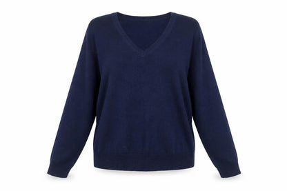Deane & White Women’s Blue V-Neck Wool Blend Jumper Size 16