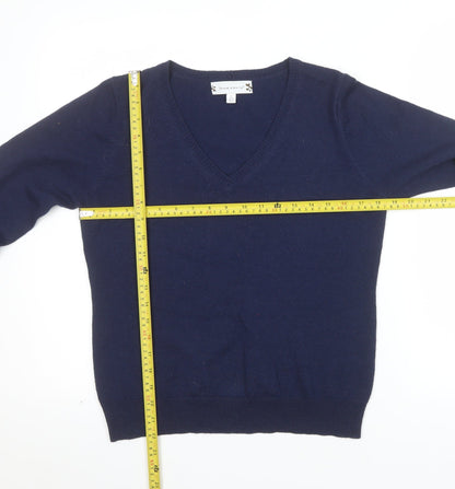 Deane & White Women’s Blue V-Neck Wool Blend Jumper Size 16