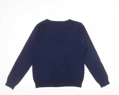 Deane & White Women’s Blue V-Neck Wool Blend Jumper Size 16
