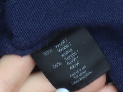 Deane & White Women’s Blue V-Neck Wool Blend Jumper Size 16