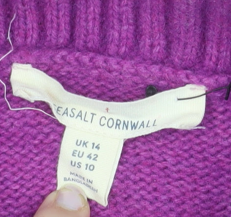 Seasalt Cornwall Womens Purple Roll Neck Lambswool Jumper UK 14