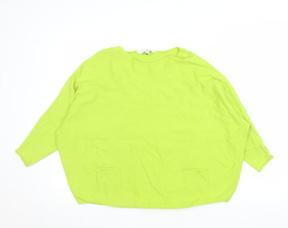 Amara Reya Women’s Green Boat Neck Relaxed Knit Jumper Size S