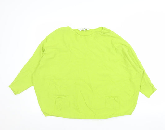 Amara Reya Women’s Green Boat Neck Relaxed Knit Jumper Size S