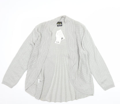Florida Collection Women's Grey Cable-Knit Open Cardigan S