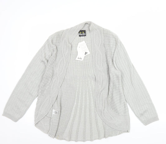 Florida Collection Women's Grey Cable-Knit Open Cardigan S