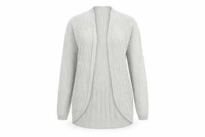 Florida Collection Women's Grey Cable-Knit Open Cardigan S