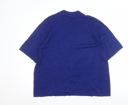 Fransa Womens Blue Mock Neck Short Sleeve Pullover Jumper Size L