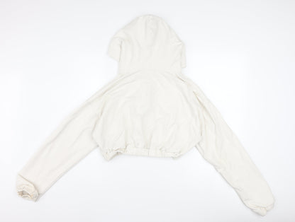 Maniere De Voir Women's Ivory 1/4 Zip Cropped Hoodie Size 12