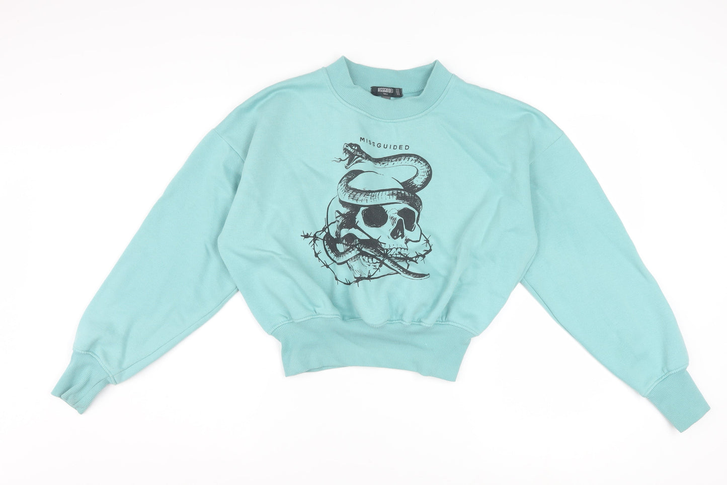 Missguided Women’s Blue Tall Skull Snake Graphic Pullover Sweatshirt UK 12