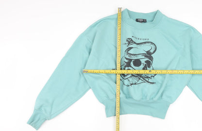 Missguided Women’s Blue Tall Skull Snake Graphic Pullover Sweatshirt UK 12