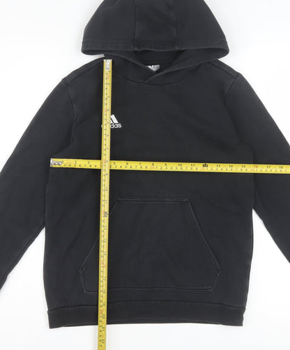 Adidas Boys Black Pullover Hoodie 11-12 Years Hooded Sweatshirt