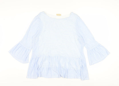 Phase Eight Women's Blue Striped Tunic Blouse UK 14 3/4 Bell Sleeve
