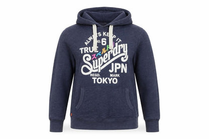 Superdry Women Blue L Pullover Hoodie with Logo Print