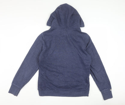Superdry Women Blue L Pullover Hoodie with Logo Print