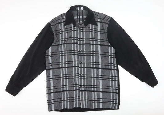 Noir Paris Women’s Black Check Button-Up Long Sleeve Shirt Size 4
