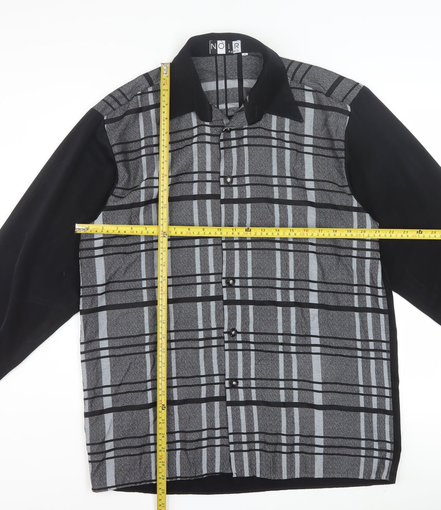 Noir Paris Women’s Black Check Button-Up Long Sleeve Shirt Size 4