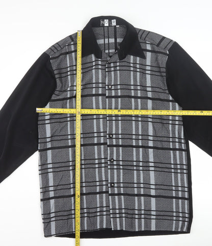 Noir Paris Women’s Black Check Button-Up Long Sleeve Shirt Size 4