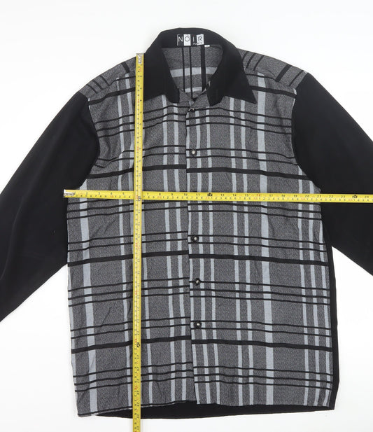 Noir Paris Women’s Black Check Button-Up Long Sleeve Shirt Size 4