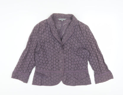 Marks and Spencer Womens Purple Cotton Lace Blazer UK 14