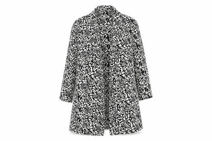 Georgeé Women’s Black Floral Mid-Length Coatigan Size 14