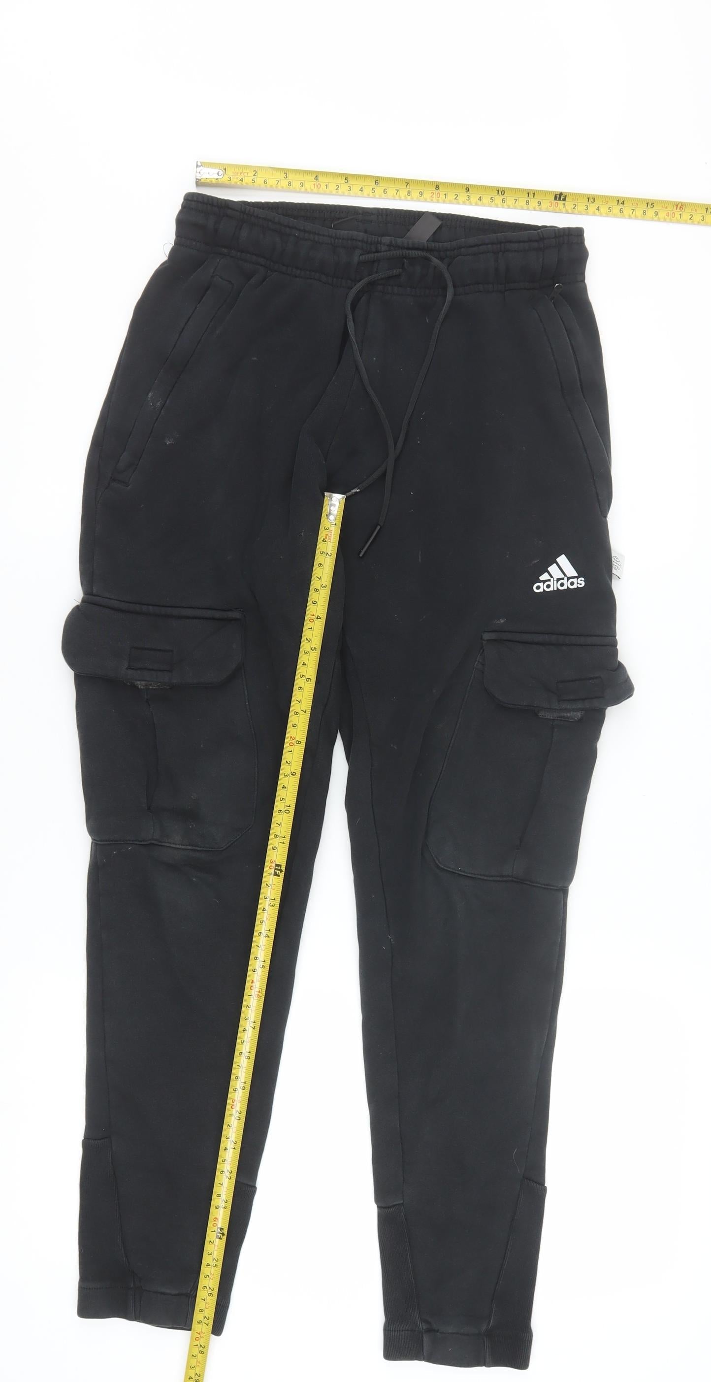 Adidas Men's Black Cargo Jogger Trousers Size S Regular Fit