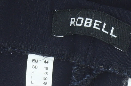 Robell Womens Blue Stretch Straight Leg Trousers Size 18