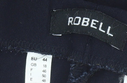 Robell Womens Blue Stretch Straight Leg Trousers Size 18