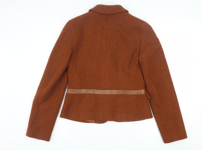 Henry Cotton's Women's Brown Wool Tweed Blazer Size 12 Classic Short
