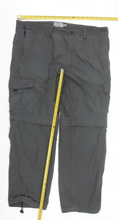 Marks and Spencer Mens Grey Cargo Trousers 38W 29L Cotton Blend