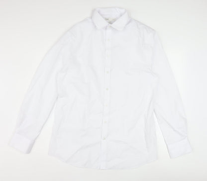 Marks and Spencer Men's White Slim Fit Long Sleeve Dress Shirt 16in Collar