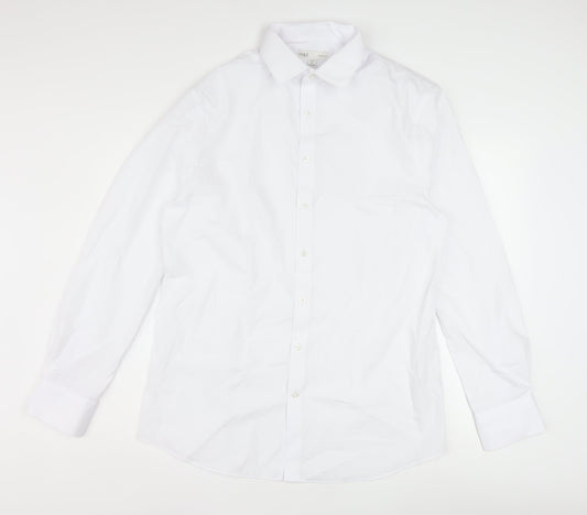 Marks and Spencer Men's White Slim Fit Long Sleeve Dress Shirt 16in Collar