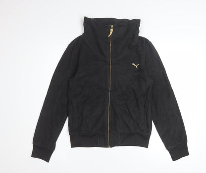 Puma Womens Black XS Full Zip Hoodie Lightweight Casual Sweatshirt