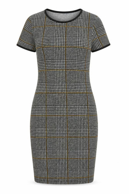 Select Women's Grey Check Bodycon Dress Size 6 Short Sleeve