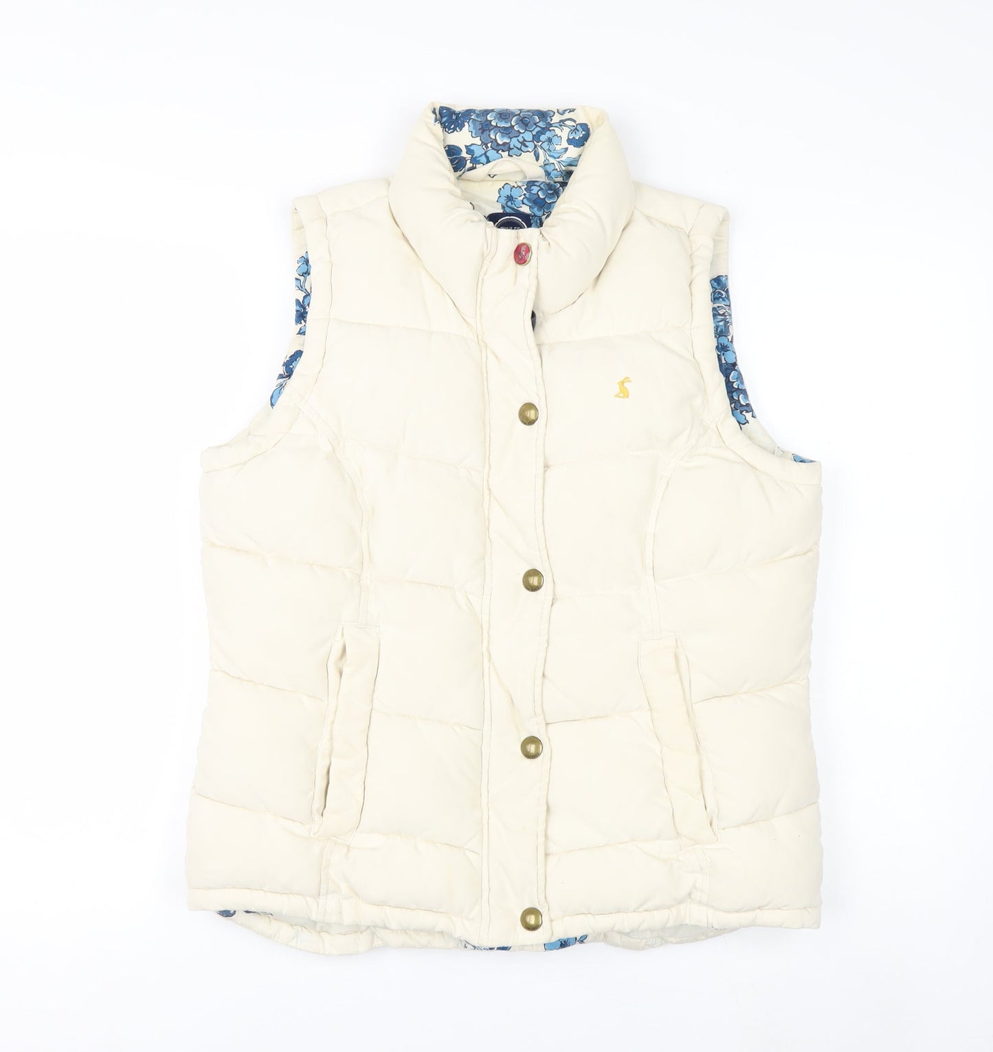 Joules Women's Ivory Puffer Waistcoat Size 12 Quilted Gilet