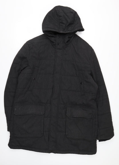 Next Mens Black XL Hooded Puffer Coat Winter Casual Jacket