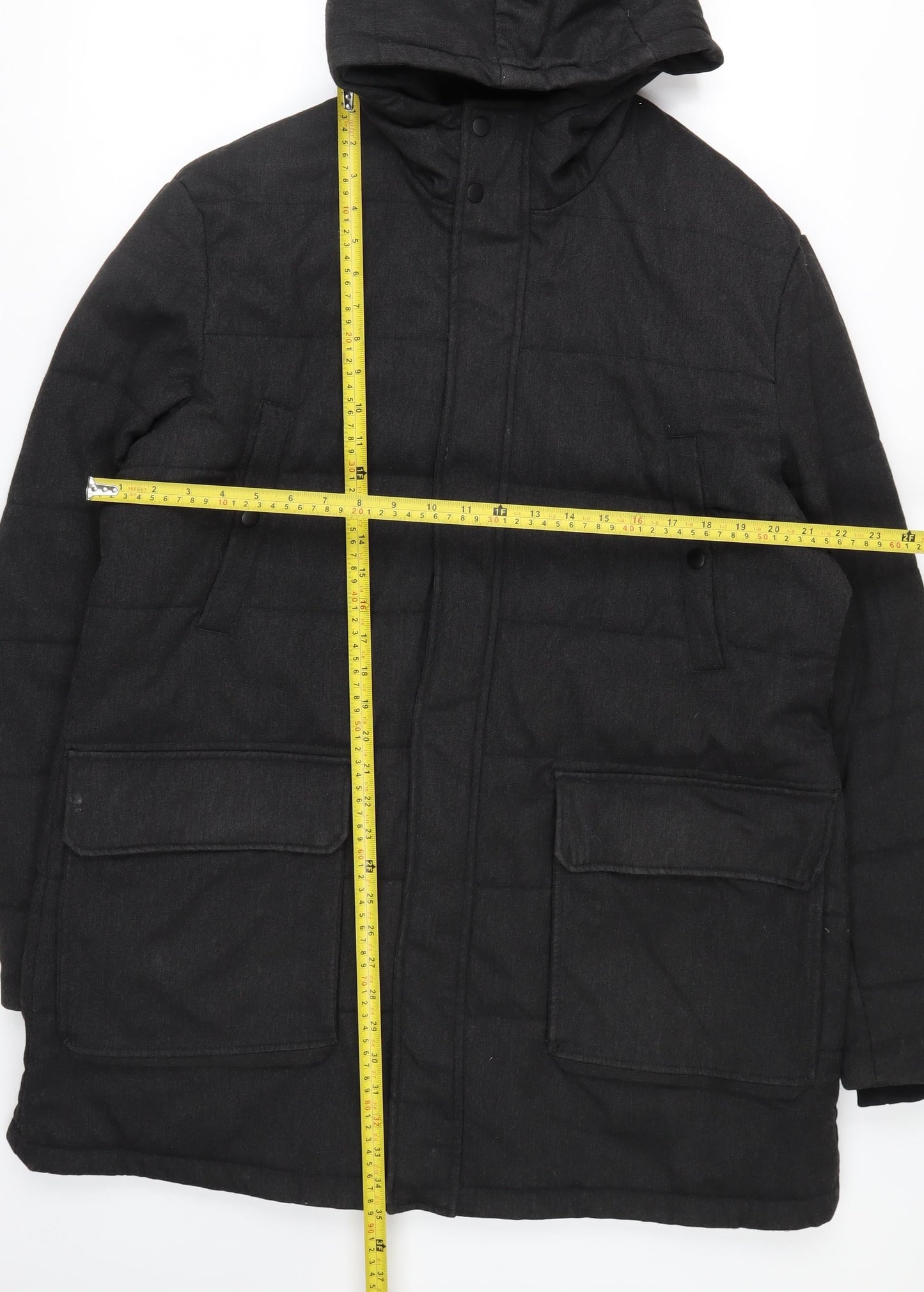 Next Mens Black XL Hooded Puffer Coat Winter Casual Jacket