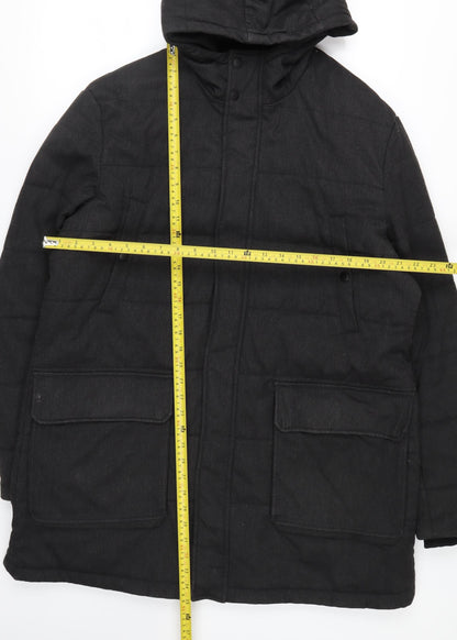 Next Mens Black XL Hooded Puffer Coat Winter Casual Jacket