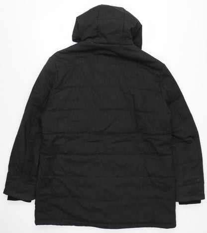 Next Mens Black XL Hooded Puffer Coat Winter Casual Jacket