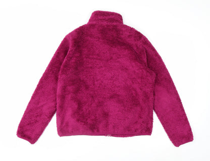 Uniqlo Womens Pink Fleece Full Zip Hoodie M Warm Lined Casual